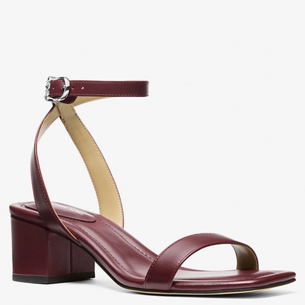 New MICHAEL KORS Oxblood Merriam Leather Sandal